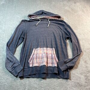On The Byas Unisex Pullover Hoodie Gray Aztec Tribal Prints‎ Outdoorsy Casual L